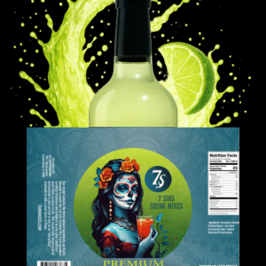 Regular Margarita Mix bottle with lime splash – 7 Sins Mixes handcrafted cocktail mixer