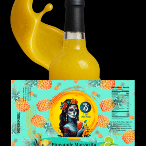 Pineapple Margarita Mix bottle with yellow splash – 7 Sins Mixes tropical handcrafted mixer